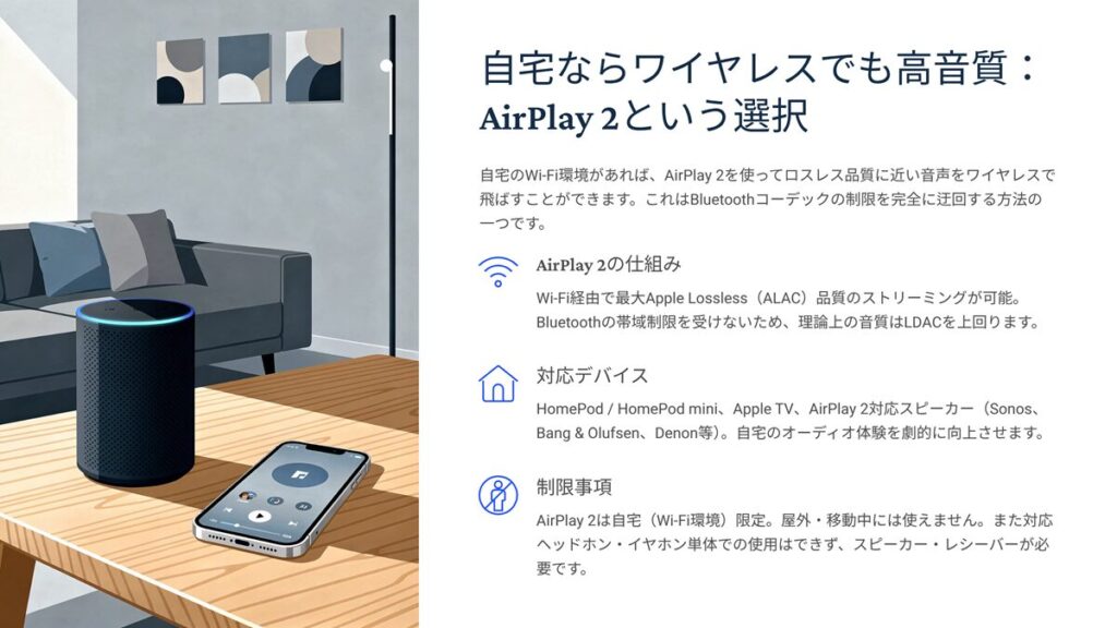 自宅ならワイヤレスでも高音質：AIRPlay２という選択