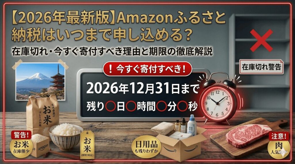 【2026年最新版】Amazonふるさと納税はいつまで申し込める？在庫切れ・今すぐ寄付すべき理由と期限の徹底解説