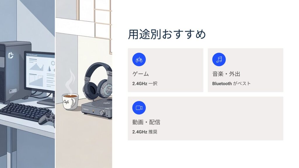 用途別おすすめ 2.4GHzか Bluetooth か