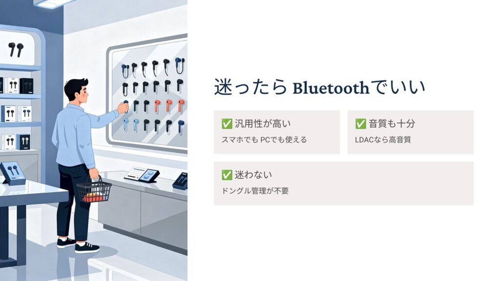 迷ったらBluetoothでいいです。